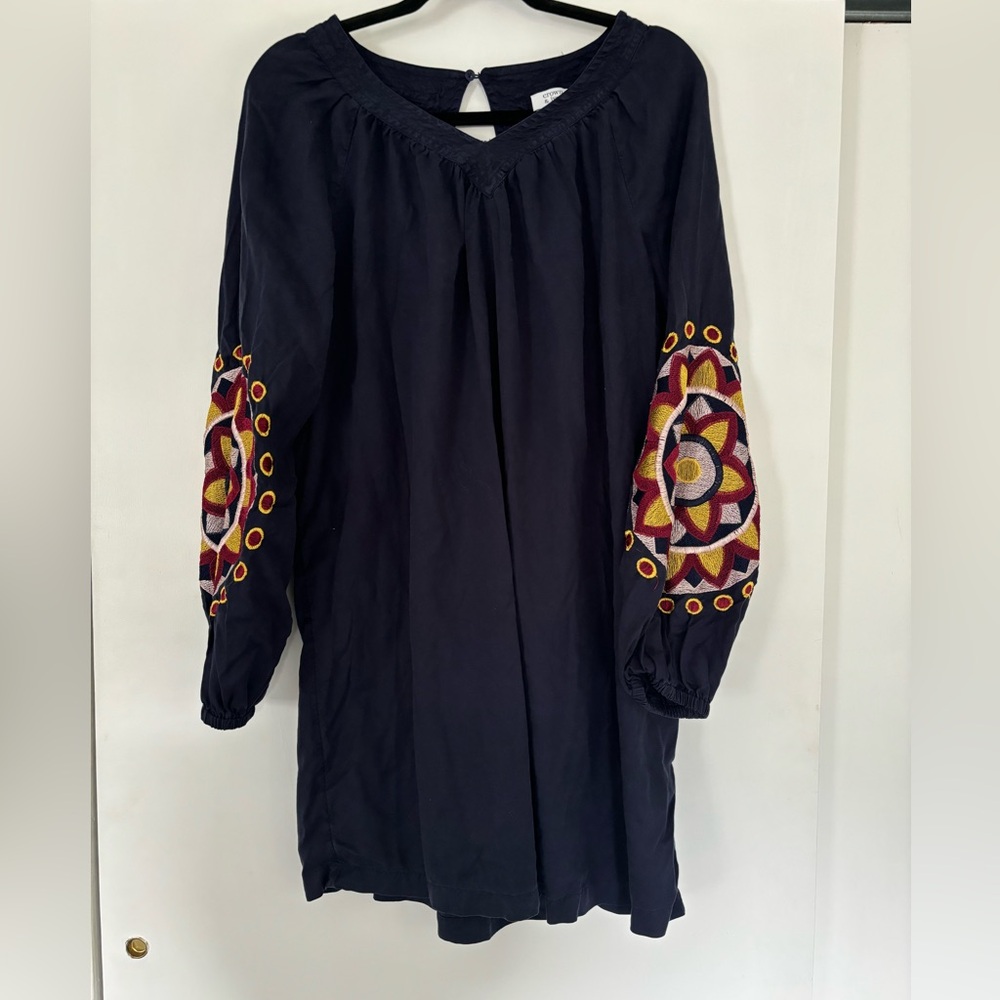 Embroidered Black Dress with Colorful Sleeves